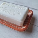 Orange stripe soap dish