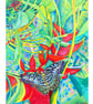 Tropical Butterfly Oil Painting  Lobster Claw Plant Rainforest & Jungle 