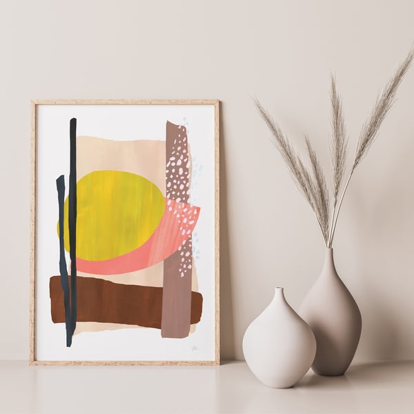 Yellow and Brown Abstract Shapes Art Print