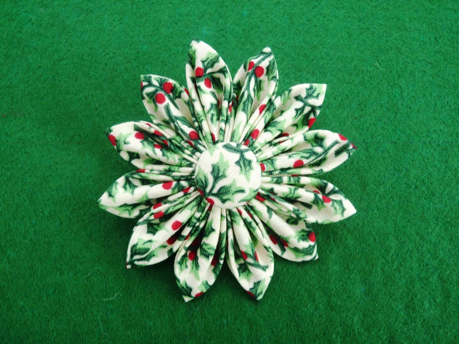 Corsage Brooch in Festive Fabric  10% OFF 