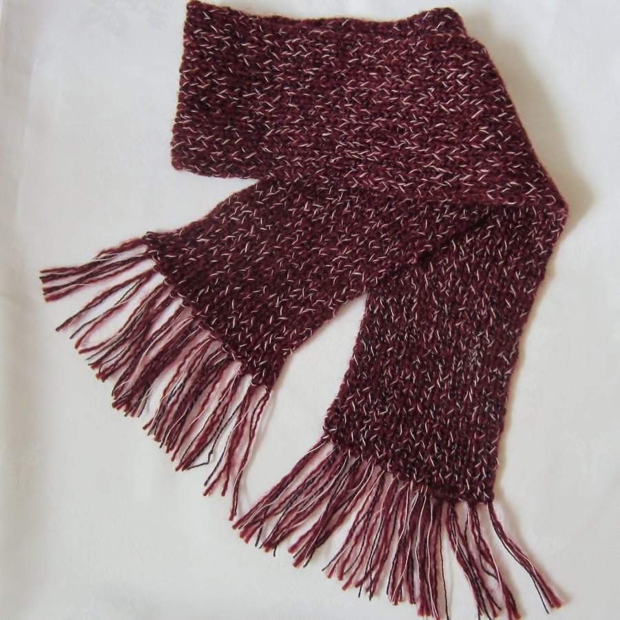 SALE Hand Knitted Maroon Chunky Scarf