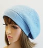 Sky blue baggy beanie hat for women, fall beret, knitted tam - Image 4
