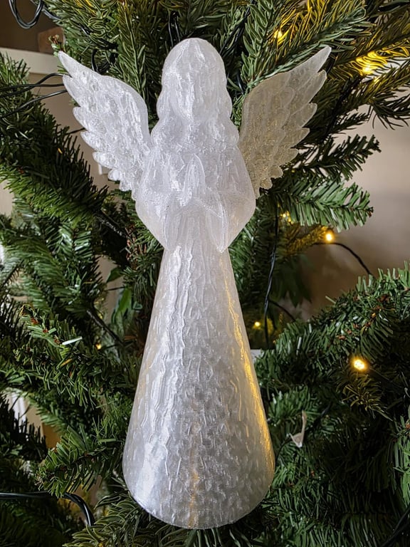 Crystal Angel Tree Topper Clear PETG Christmas Ornament Gyroid Infill 20cm