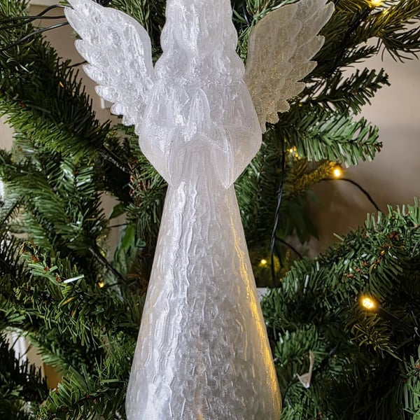 Crystal Angel Tree Topper Clear PETG Christmas Ornament Gyroid Infill 20cm