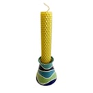 WAVE CERAMIC CANDLE HOLDER WITH BEESWAX CANDLE