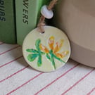 Birdsfoot Trefoil clay imprinted and hand painted gift tag 