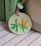 Birdsfoot Trefoil clay imprinted and hand painted gift tag 