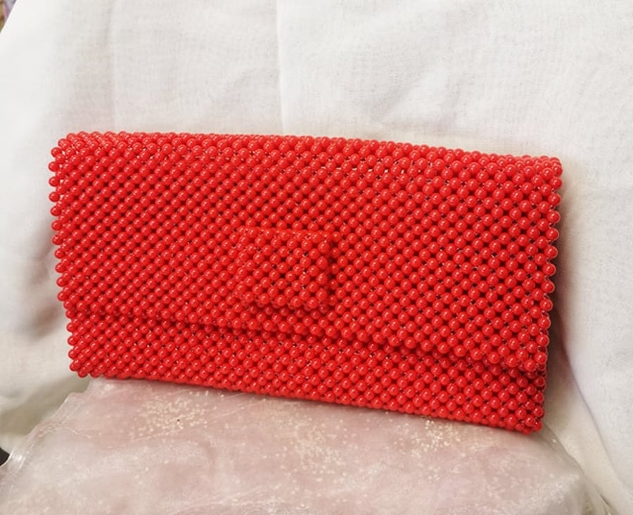 Beaded Red Clutch bag