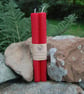 Pair of Hand Rolled Red Beeswax Tapers (23cm)