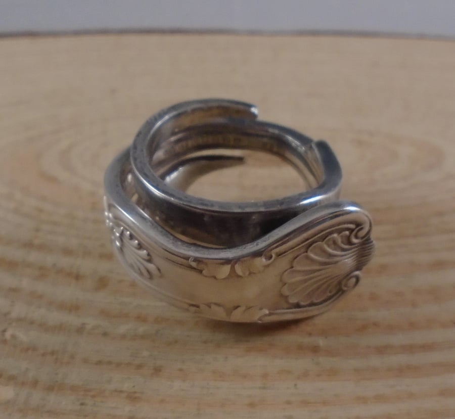 Upcycled Silver Plated Kings Fork Wrap Around Ring SPR091901