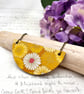 Yellow and white Chrysanthemum statement necklace Japanese inspired - Image 1