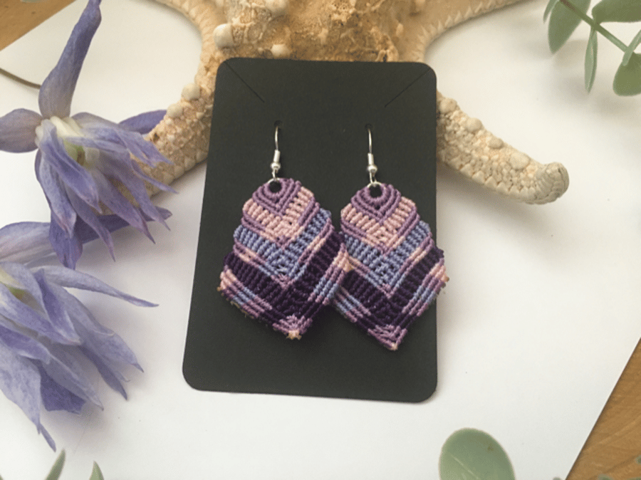 Earrings, Dangle macrame drop earrings, boho earrings