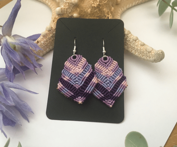 Earrings, Dangle macrame drop earrings, boho earrings