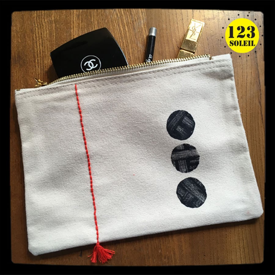 Multipurpose bag , Make-up bag, zipper cotton pouch, black, Red, original