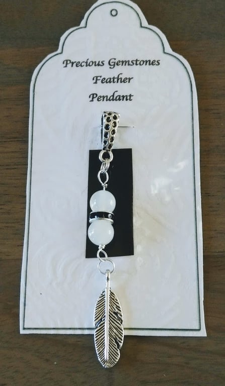 Silver metal feather pendant