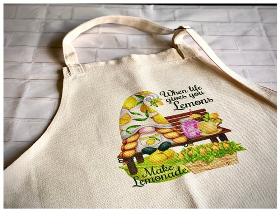 When Life Gives You Lemons Nordic Gnome Linen Apron 