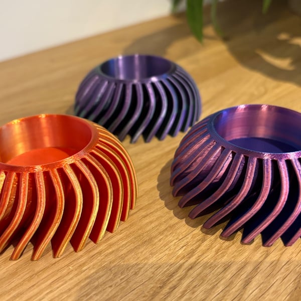 Iridescent 3D Printed Tea Light Holder - Contemporary Bicolour Candle Holder