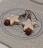 Cream howlite star and goldstone bead earrings with copper ear wires - Image 4