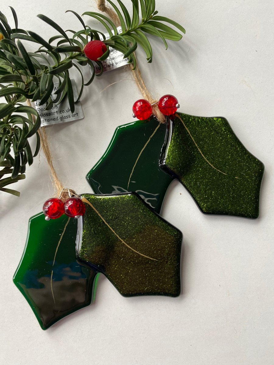 Fused Glass Holly