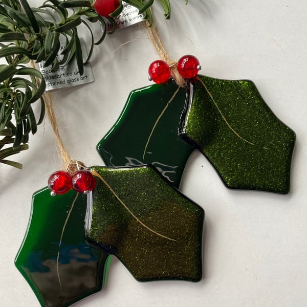 Fused Glass Holly