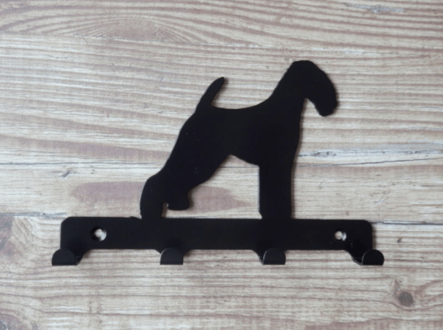 Airedale Terrier Dog Silhouette Key Hook Rack - metal wall art