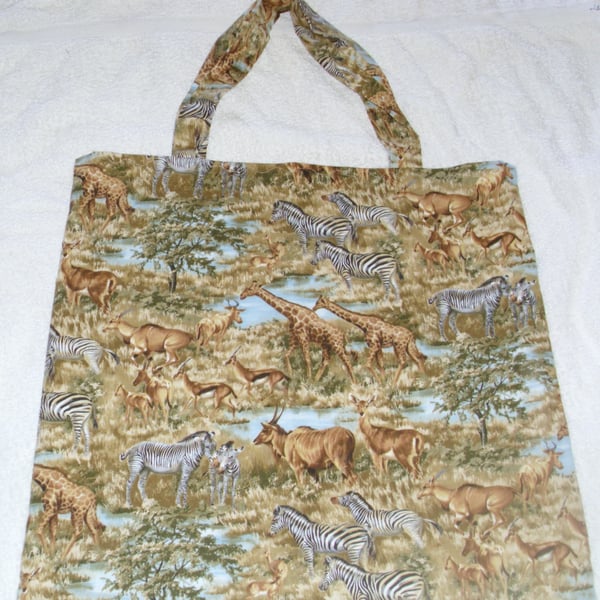 On Safari Animals on grassy plains shopping bag , Tote bag