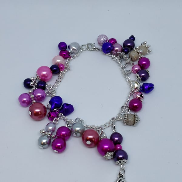 Child's pink and purple beaded bracelet
