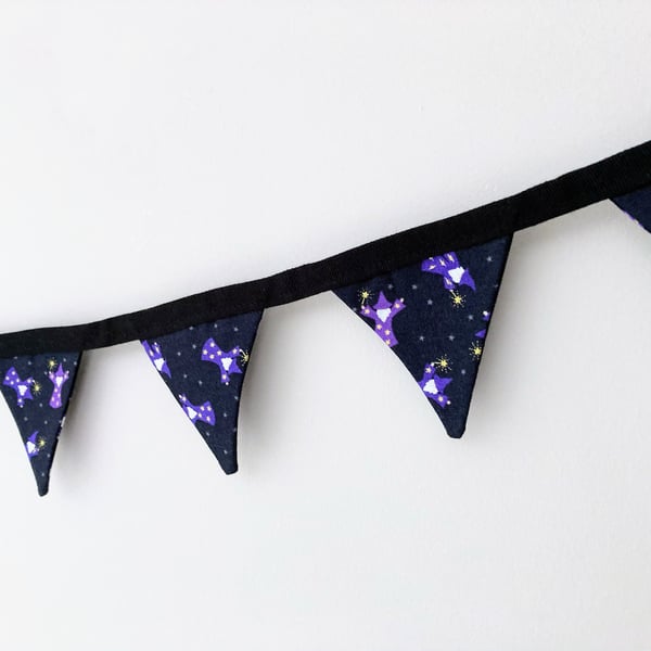 Wizards on dark grey double sided cotton fabric mini bunting.