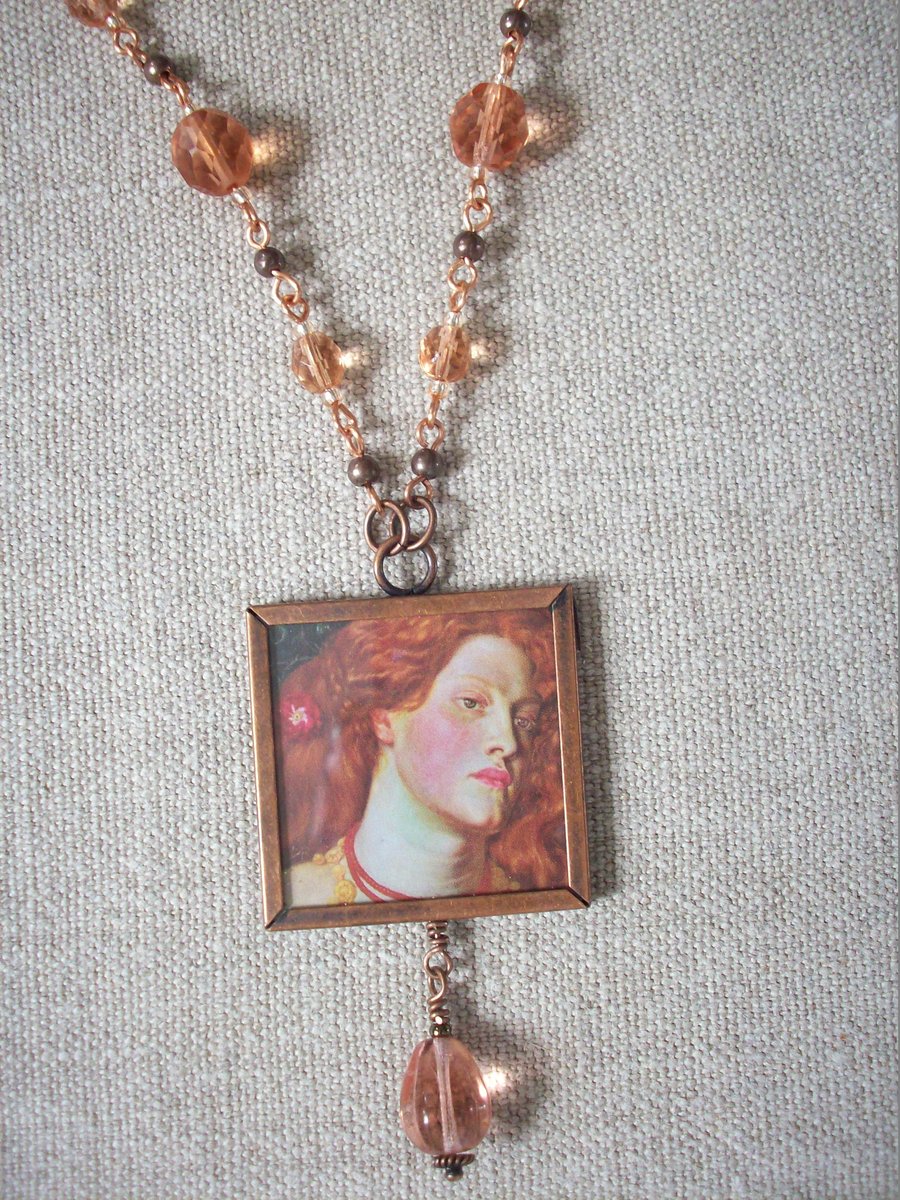 Dante Gabriel Rossetti 'Fair Rosamund' Art Necklace REVERSIBLE