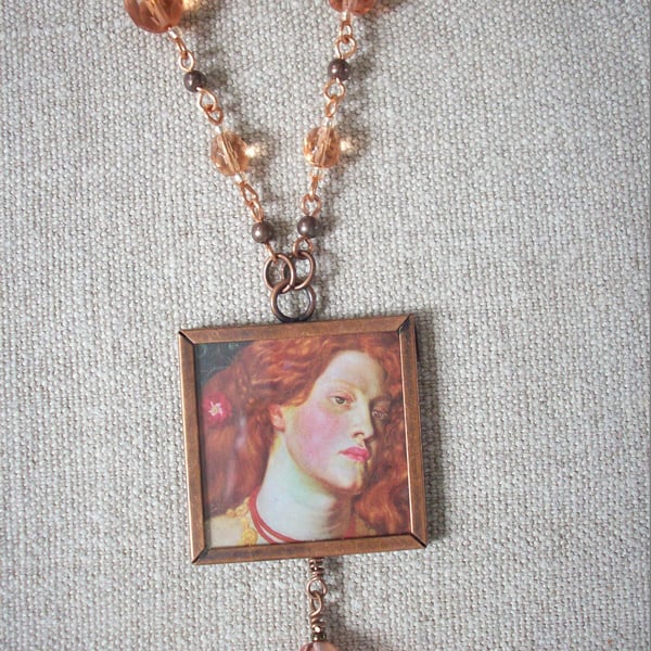 Dante Gabriel Rossetti 'Fair Rosamund' Art Necklace REVERSIBLE