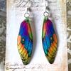 Blue and Yellow Fairy Wing Sterling Silver Earrings