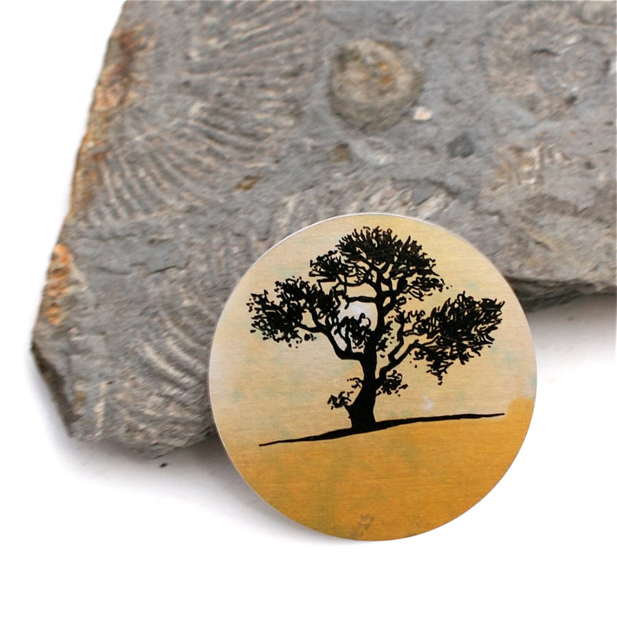 SALE! Golden tree brooch