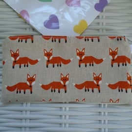 Hessian Fox Pencil Case or Small Make Up Bag.