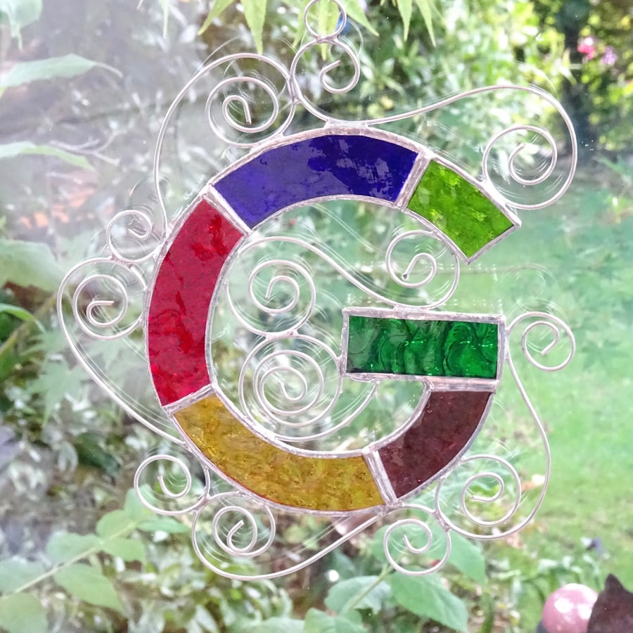 Stained Glass Letter G Suncatcher Multi Folksy