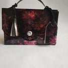 Super Shiny Black and Dark Pink Floral Gift Bag 