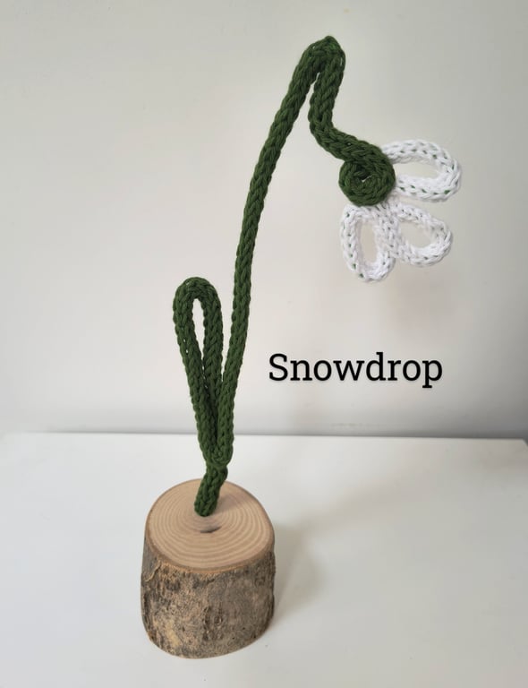 Snowdrop knitted flower FREE POSTAGE