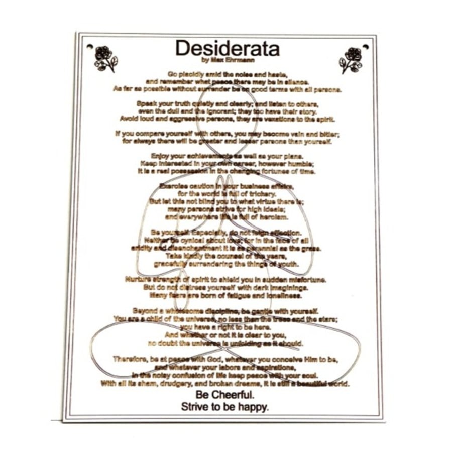 Desiderata plaque - Go Placidly - FREE UK SHIPPING