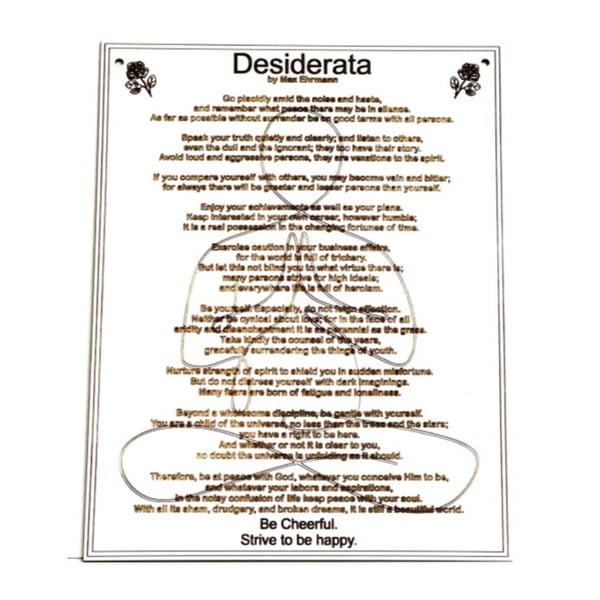 Desiderata plaque - Go Placidly - FREE UK SHIPPING