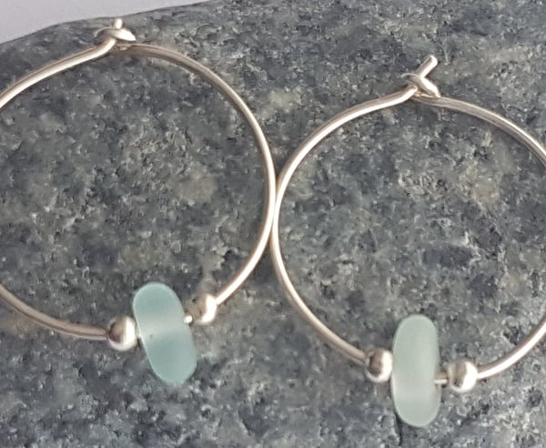 Sterling Silver Seaglass Hoops