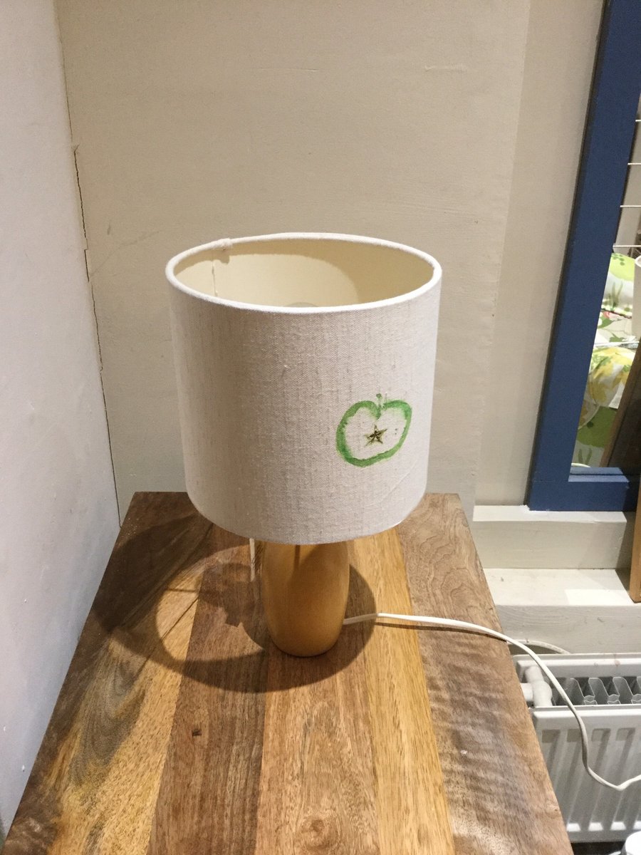 Hand-printed apple lampshade