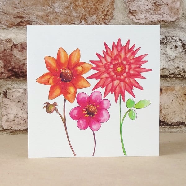 Blank Card Dahlia Garden Eco Friendly