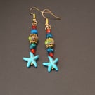 Howlite Starfish Earrings