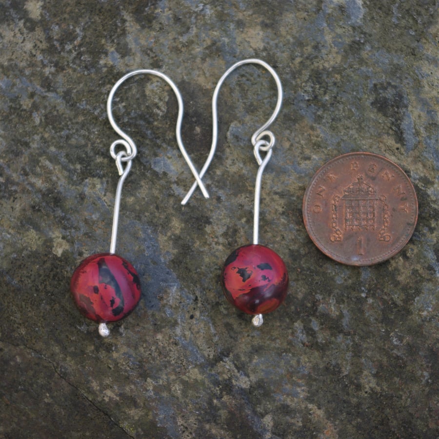 Copper Red Bauble Dangle Earrings