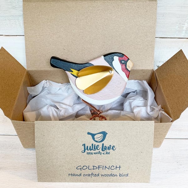 Wooden Goldfinch, Gifts for Bird Lovers, Nature