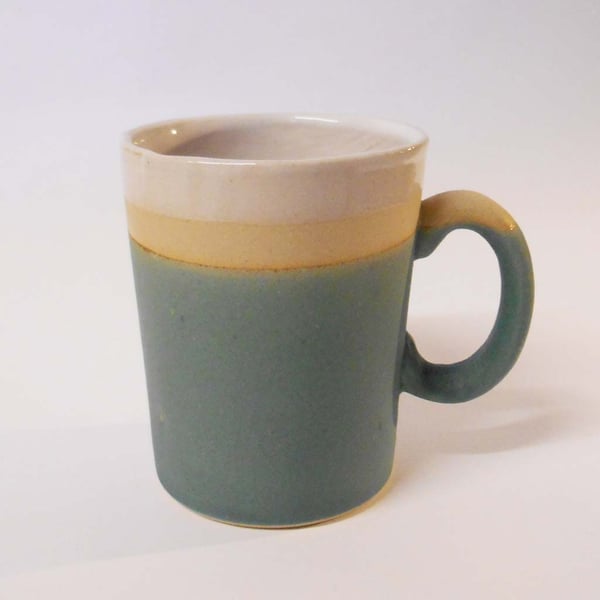 Mug Moss blue Green stoneware wheel thrown Ceramic