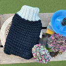 Hand knitted merino wool hot water bottle 