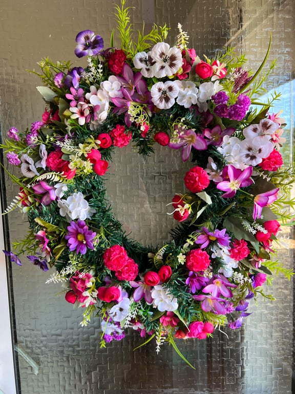 Beautiful pink door wreath