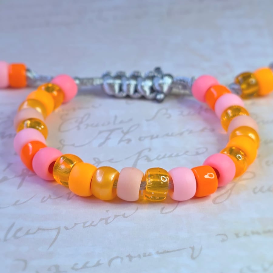 Peachy Passion Beaded Bracelet