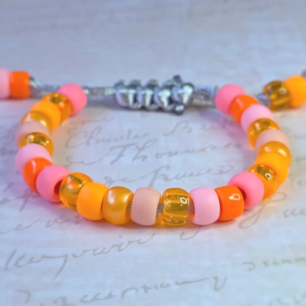 Peachy Passion Beaded Bracelet