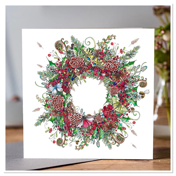 Winter solstice Butterfly Berry Wreath